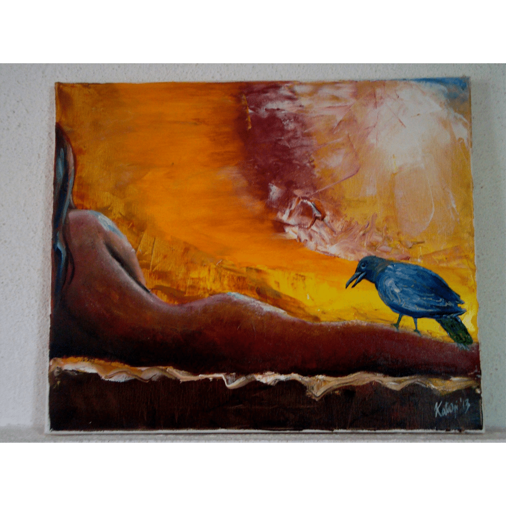 woman and raven side